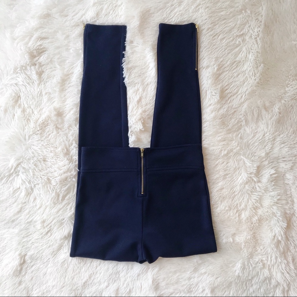 Forever 21 navy leggings gold exposed back zip
